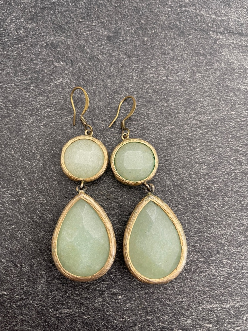 Mint Green Teardrop Stone Dangle Earrings - handmade